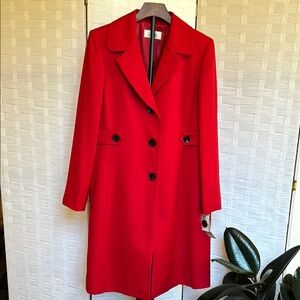 Elegant Red Double-Breasted Women's Coat